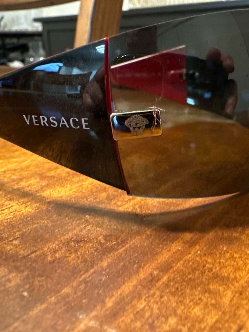 Versace Black Visor Sunglasses with Gold Medusa Accent